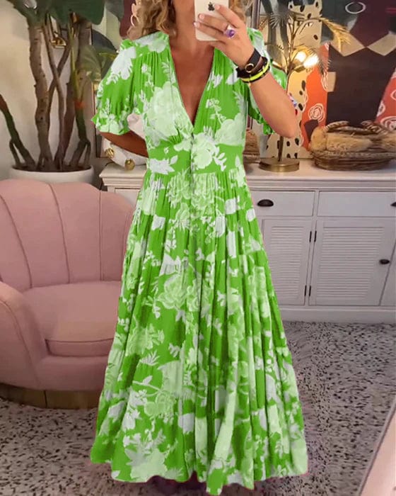 Ellis™ | Kleid mit Blumenmuster und V-Ausschnitt