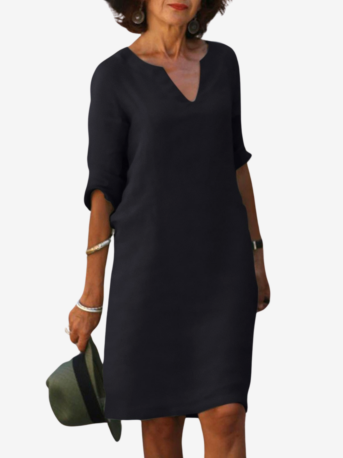 Silvia™ - Zeitloses, bauchbedeckendes V-Ausschnitt-Kleid
