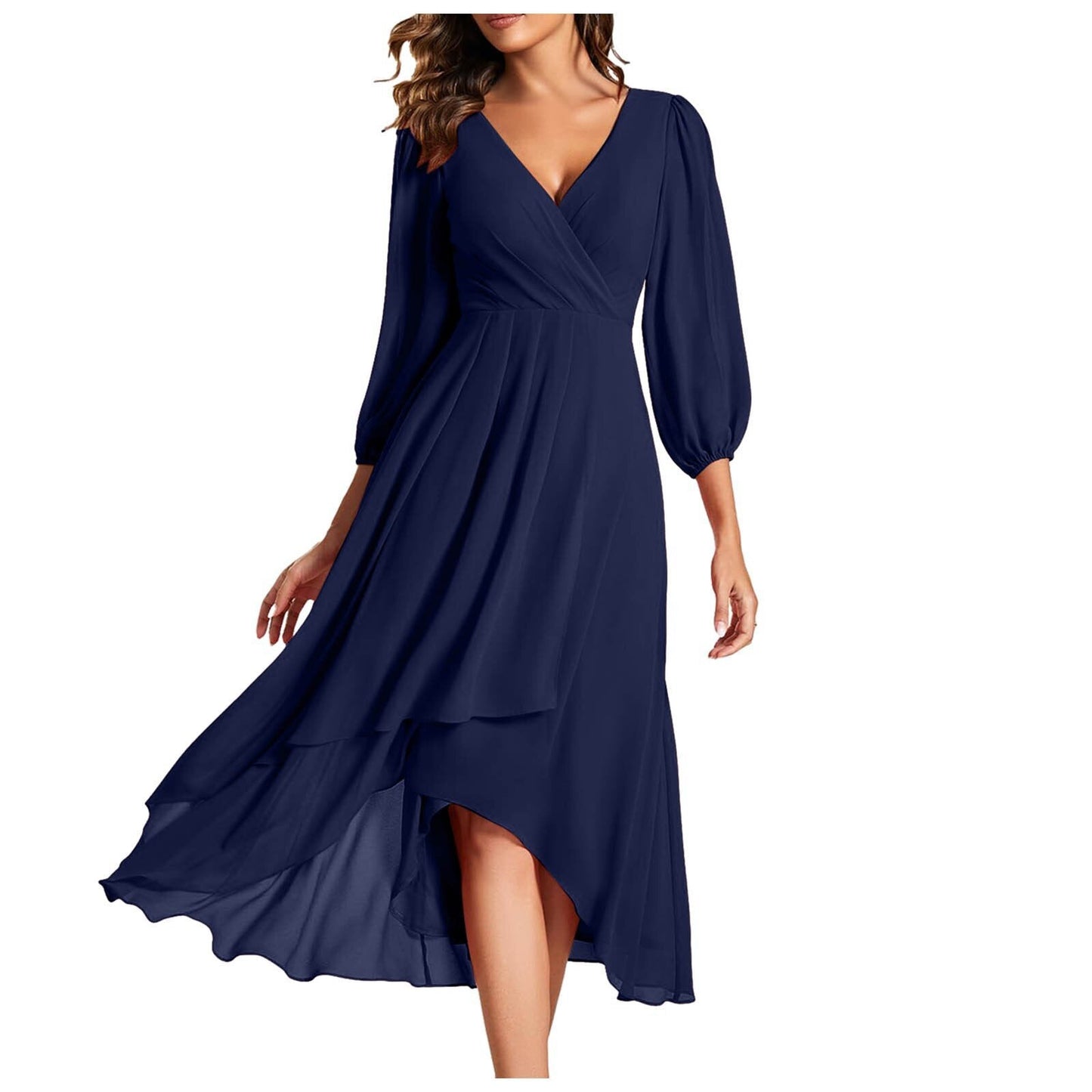 Mia™ – Elegantes Kleid mit V-Ausschnitt und asymmetrischem Saum