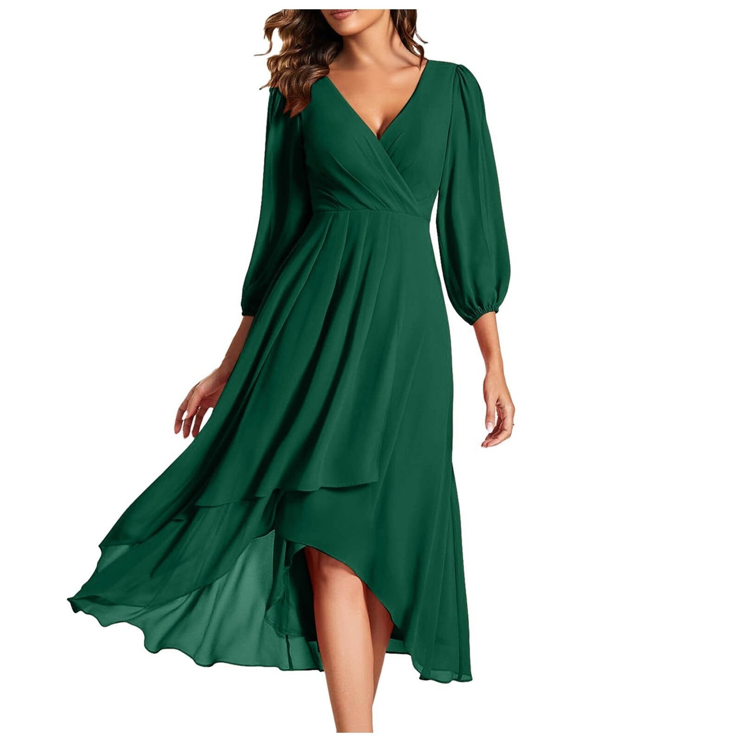 Mia™ – Elegantes Kleid mit V-Ausschnitt und asymmetrischem Saum