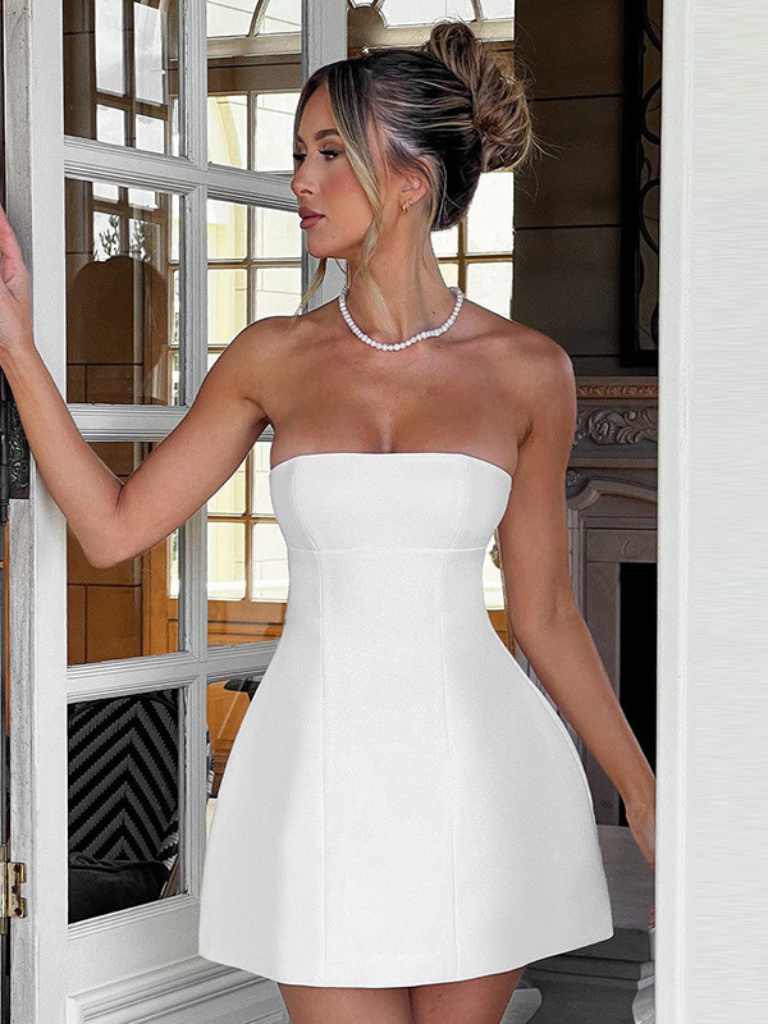 LUXURY STRAPLESS MINI KLEID
