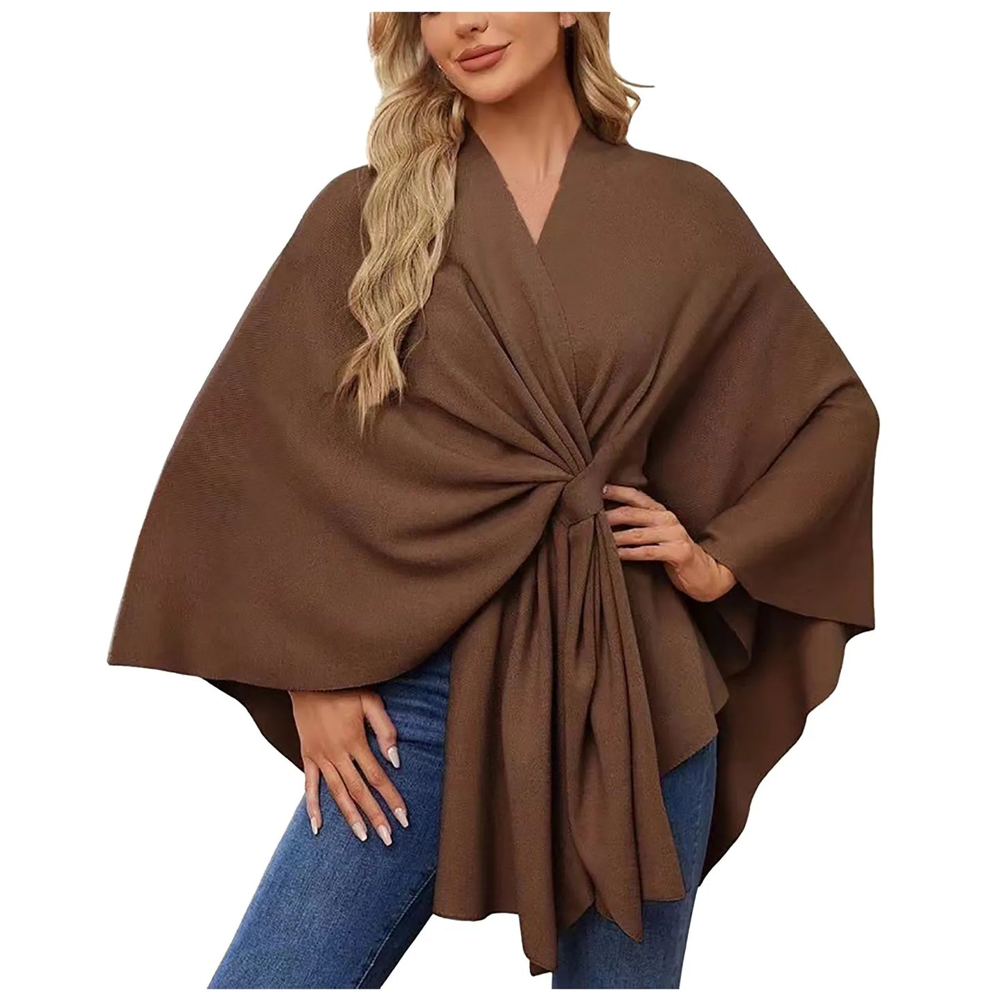 Velina™ – Eleganter Wickelponcho mit Knoten-Detail