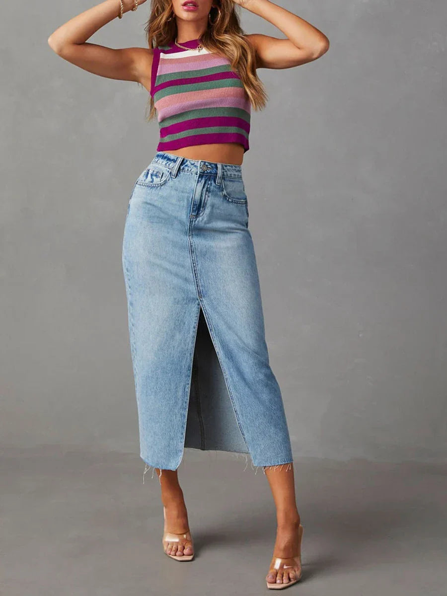 Romhild™ - Denim-Rock mit Schlitz