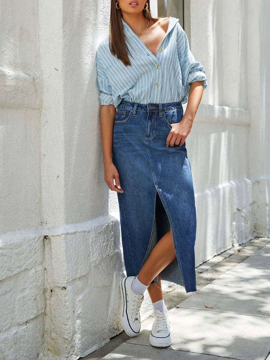 Romhild™ - Denim-Rock mit Schlitz