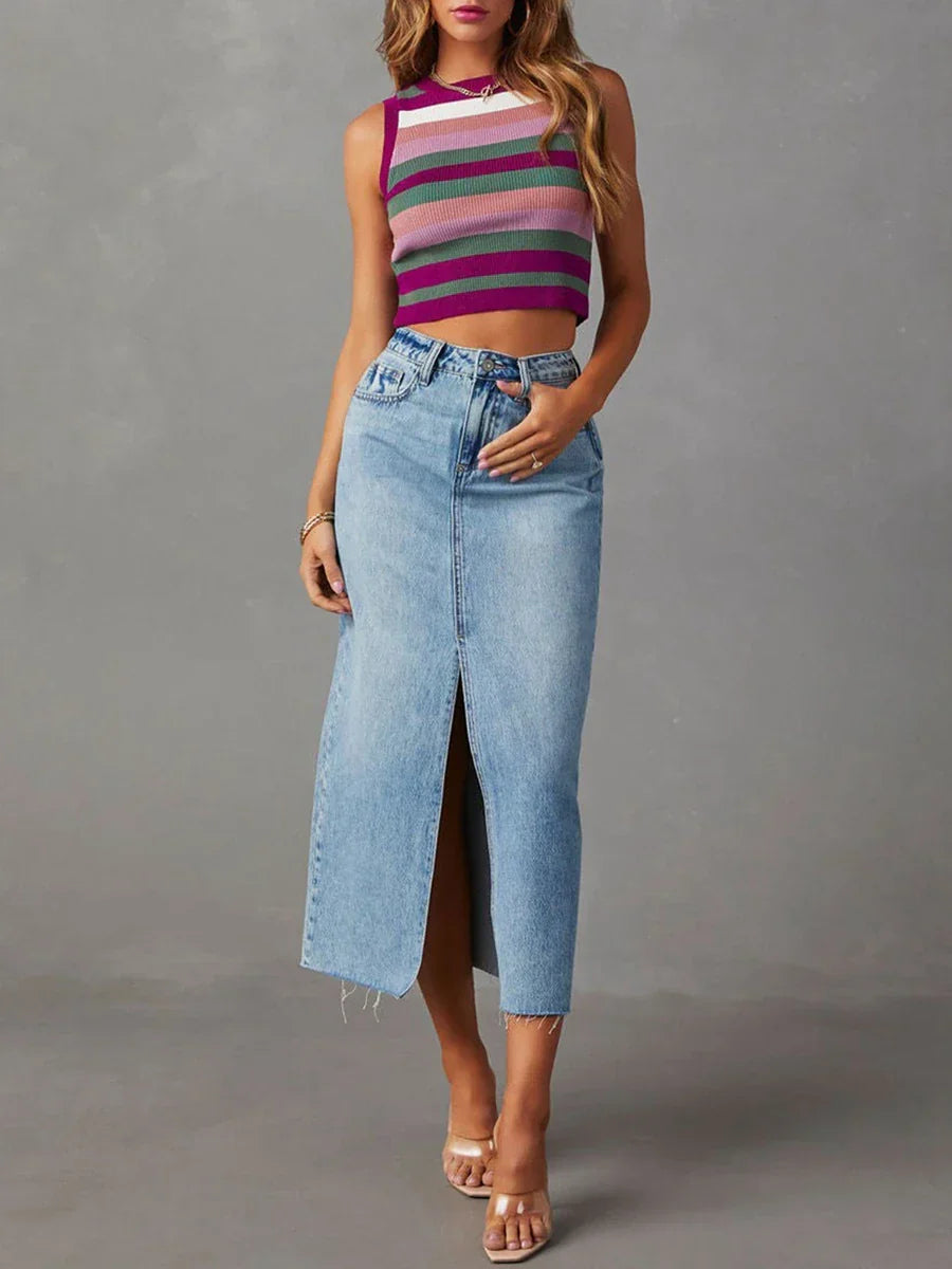 Romhild™ - Denim-Rock mit Schlitz