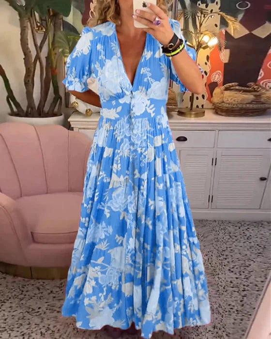 Ellis™ | Kleid mit Blumenmuster und V-Ausschnitt