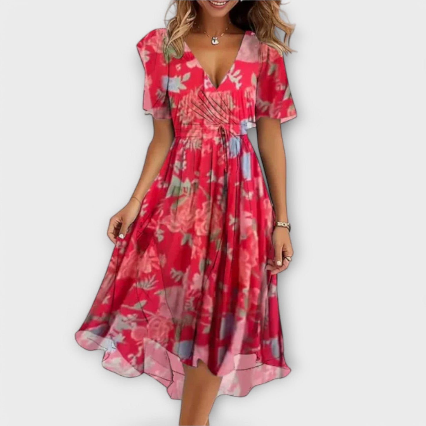 Annegret™ – feminine v-ausschnitt-kleid mit stilvollem charme