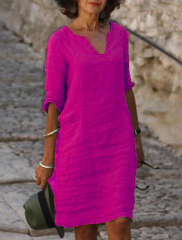 Silvia™ - Zeitloses, bauchbedeckendes V-Ausschnitt-Kleid