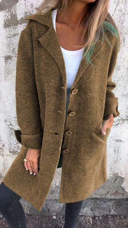 Isabella™ - Lässiger Langer Mantel Mit Aufschlägen