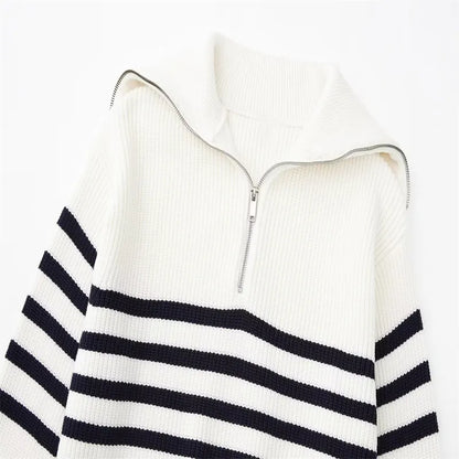 Ulrich | Gestreifter Pullover mit Reißverschluss