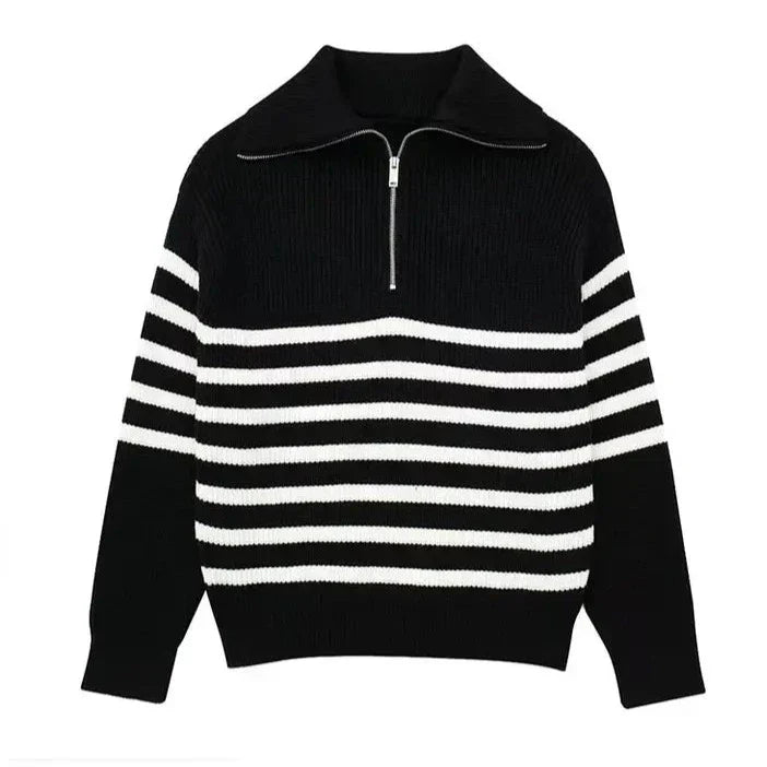 Ulrich | Gestreifter Pullover mit Reißverschluss