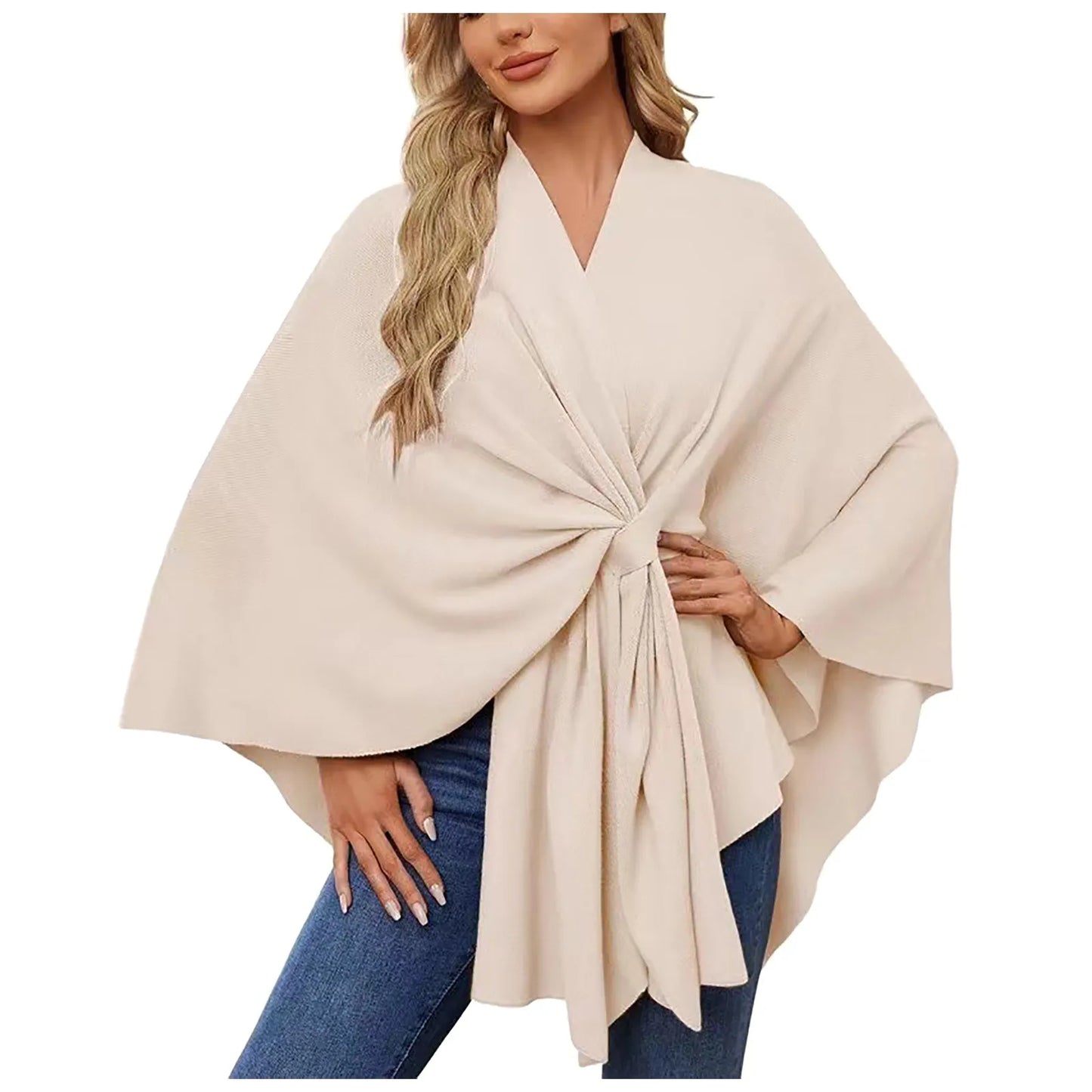 Velina™ – Eleganter Wickelponcho mit Knoten-Detail