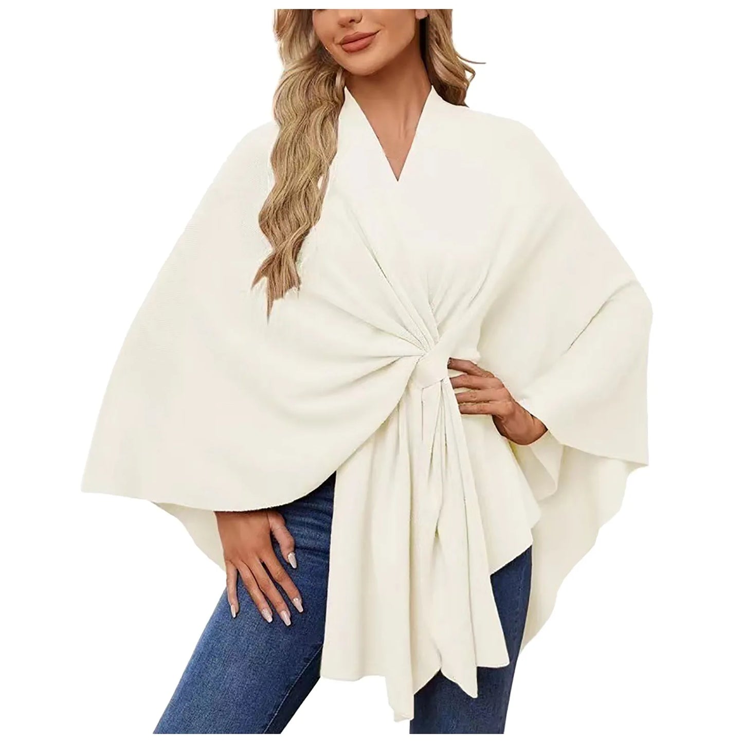 Velina™ – Eleganter Wickelponcho mit Knoten-Detail