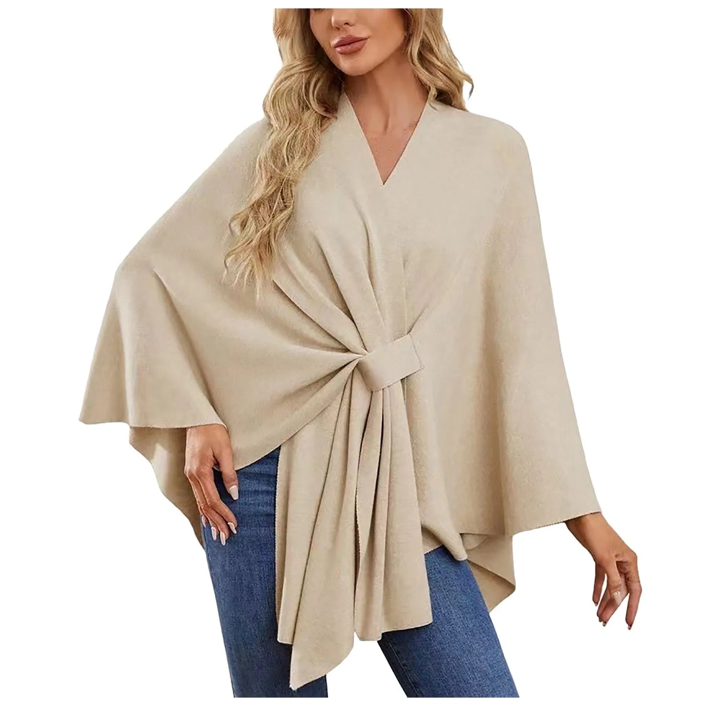 Velina™ – Eleganter Wickelponcho mit Knoten-Detail