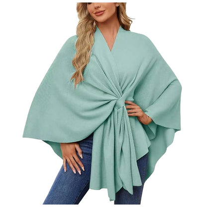 Velina™ – Eleganter Wickelponcho mit Knoten-Detail