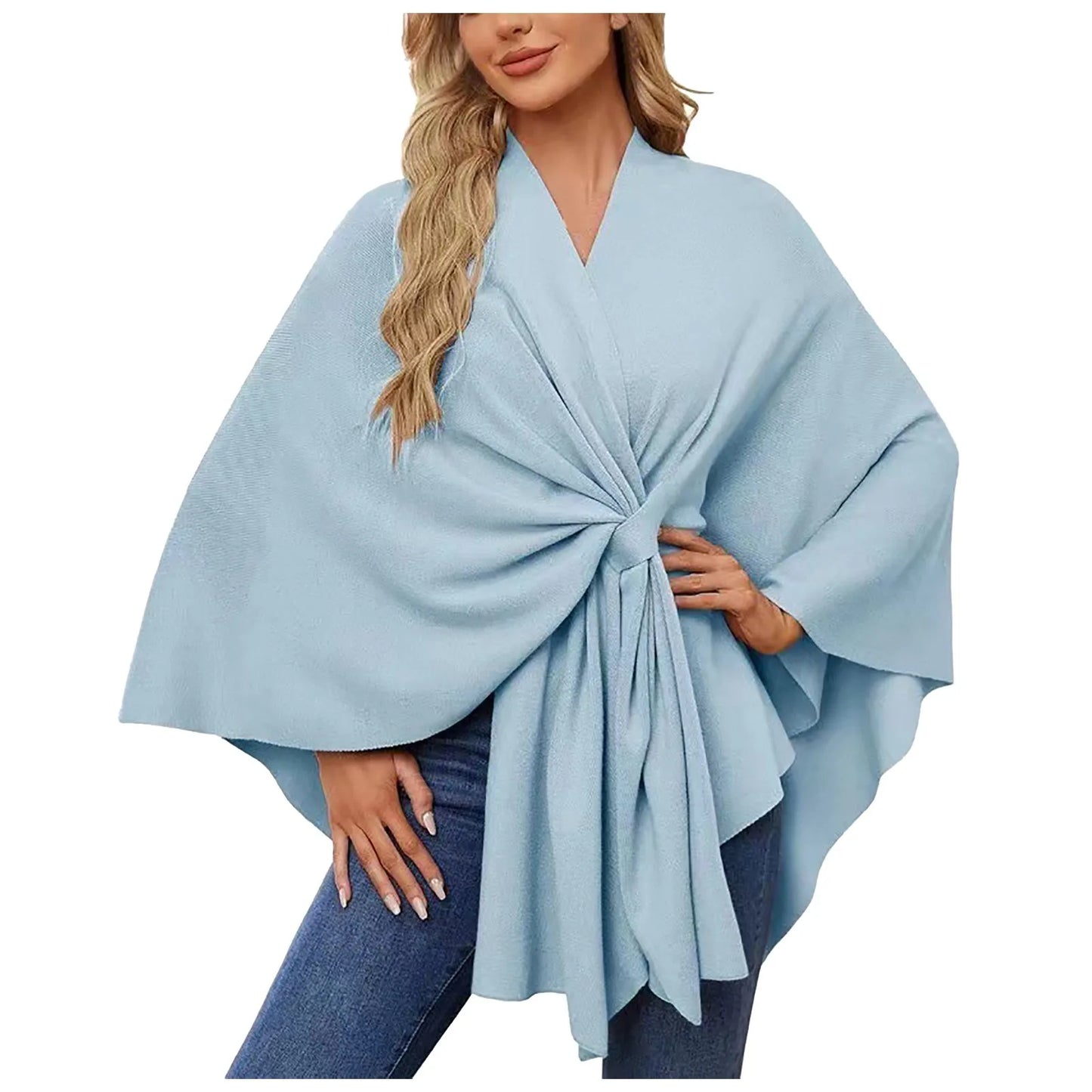 Velina™ – Eleganter Wickelponcho mit Knoten-Detail
