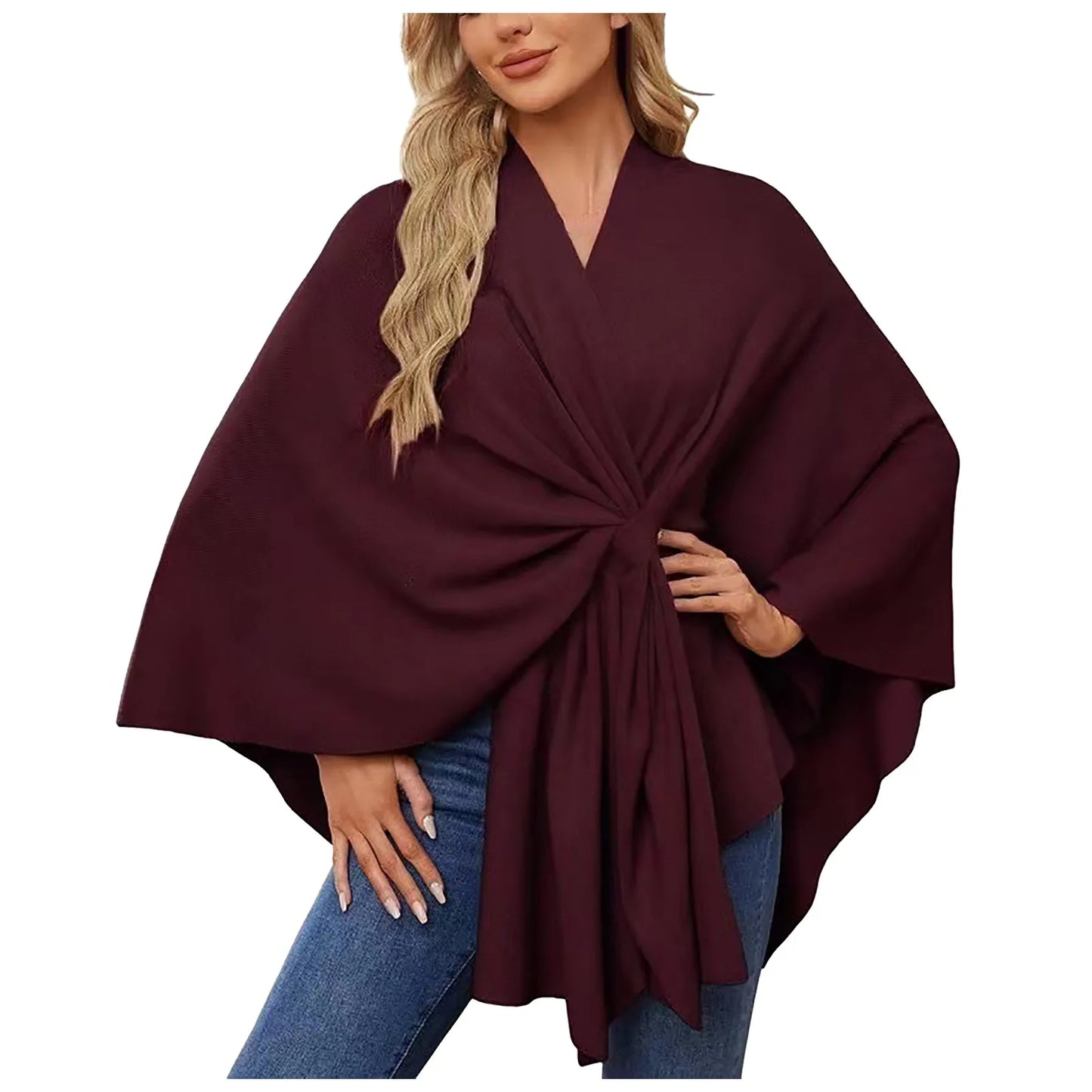 Velina™ – Eleganter Wickelponcho mit Knoten-Detail