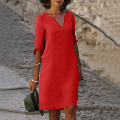 Silvia™ - Zeitloses, bauchbedeckendes V-Ausschnitt-Kleid