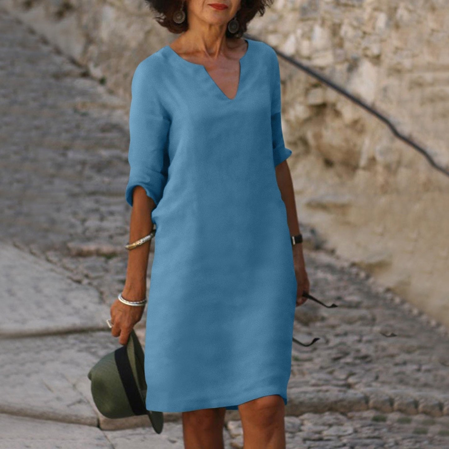 Silvia™ - Zeitloses, bauchbedeckendes V-Ausschnitt-Kleid