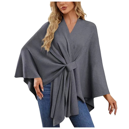 Velina™ – Eleganter Wickelponcho mit Knoten-Detail