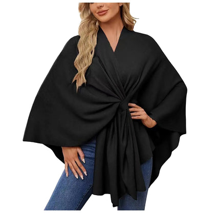Velina™ – Eleganter Wickelponcho mit Knoten-Detail
