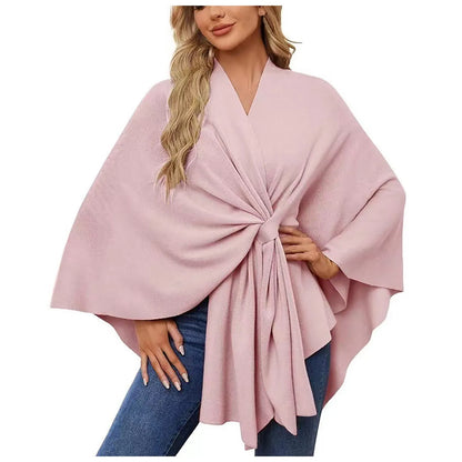 Velina™ – Eleganter Wickelponcho mit Knoten-Detail