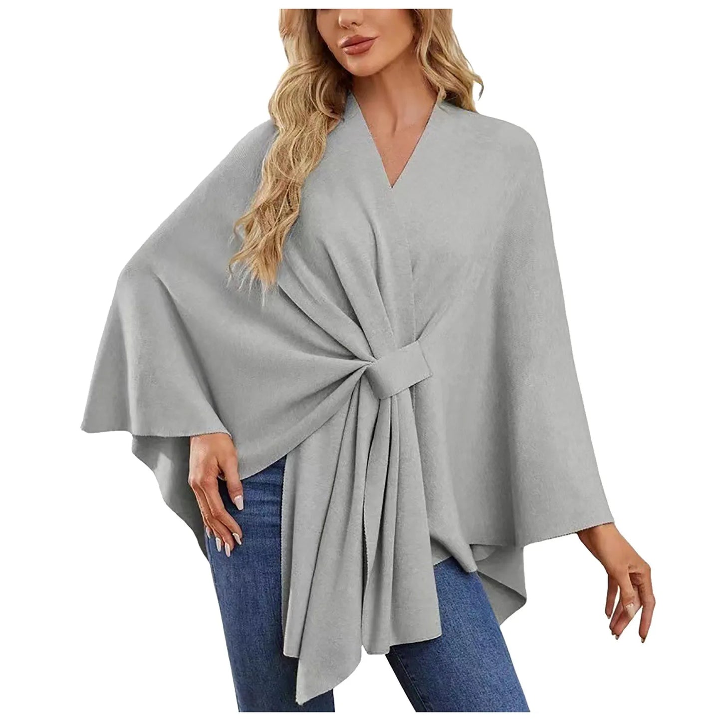 Velina™ – Eleganter Wickelponcho mit Knoten-Detail