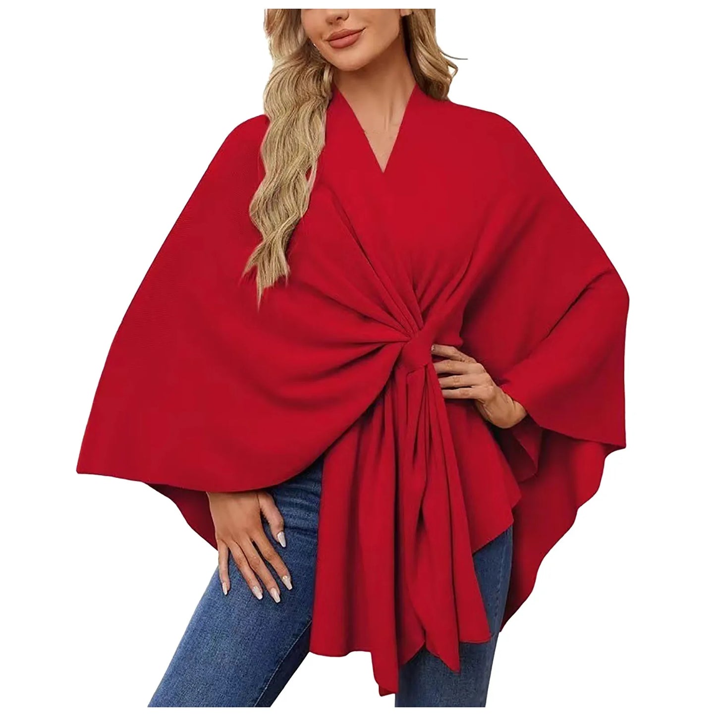 Velina™ – Eleganter Wickelponcho mit Knoten-Detail