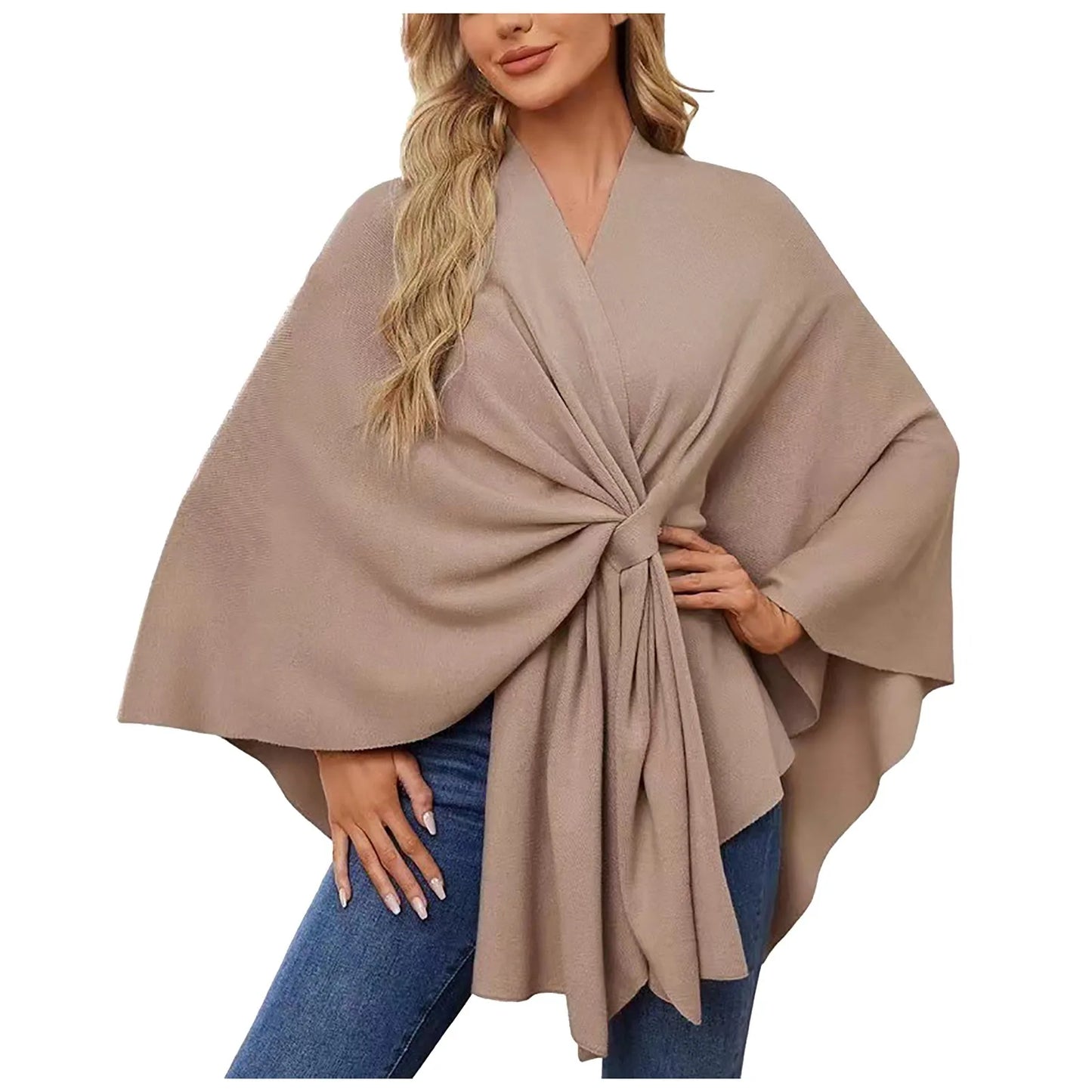 Velina™ – Eleganter Wickelponcho mit Knoten-Detail