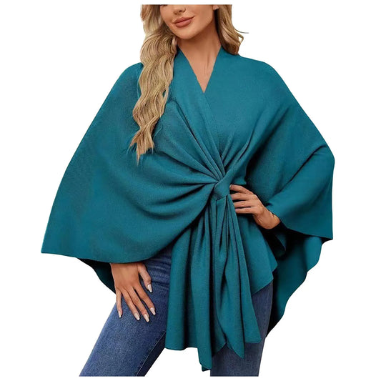 Velina™ – Eleganter Wickelponcho mit Knoten-Detail