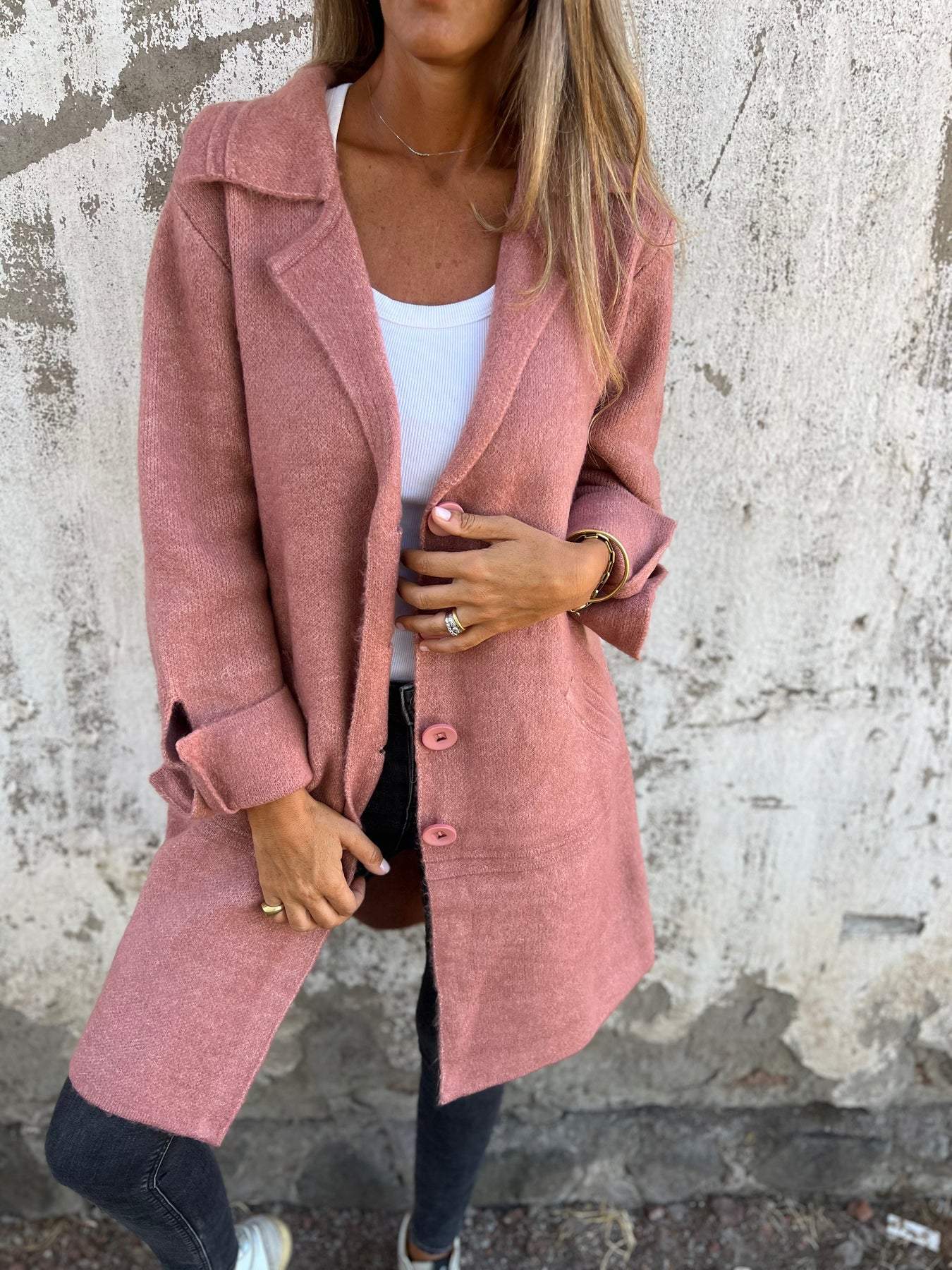Isabella™ - Lässiger Langer Mantel Mit Aufschlägen